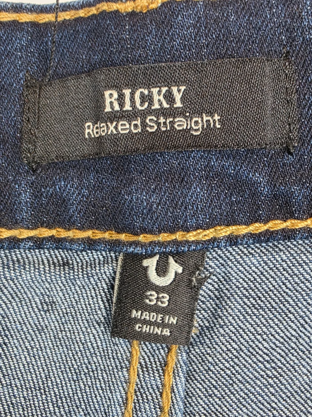 True Religion Ricky Relaxed Straight Jeans Men's 33x34 Dark Indigo Wash NWT